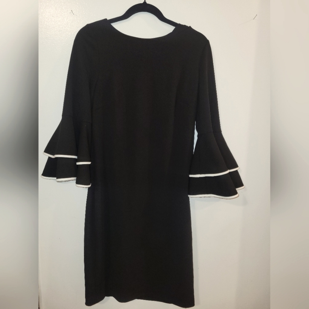 Calvin Klein Black Sheath Dress with Bell Sleeves